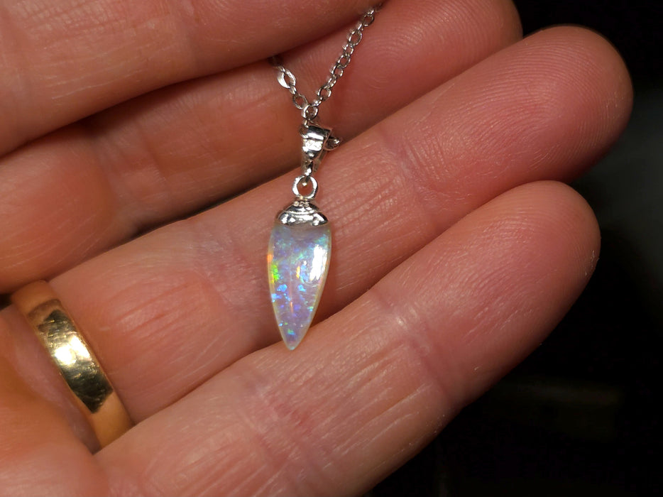 Kapi Wiru' Australian Solid Crystal Opal 925 Silver Pendant 3.3ct Gem Q14