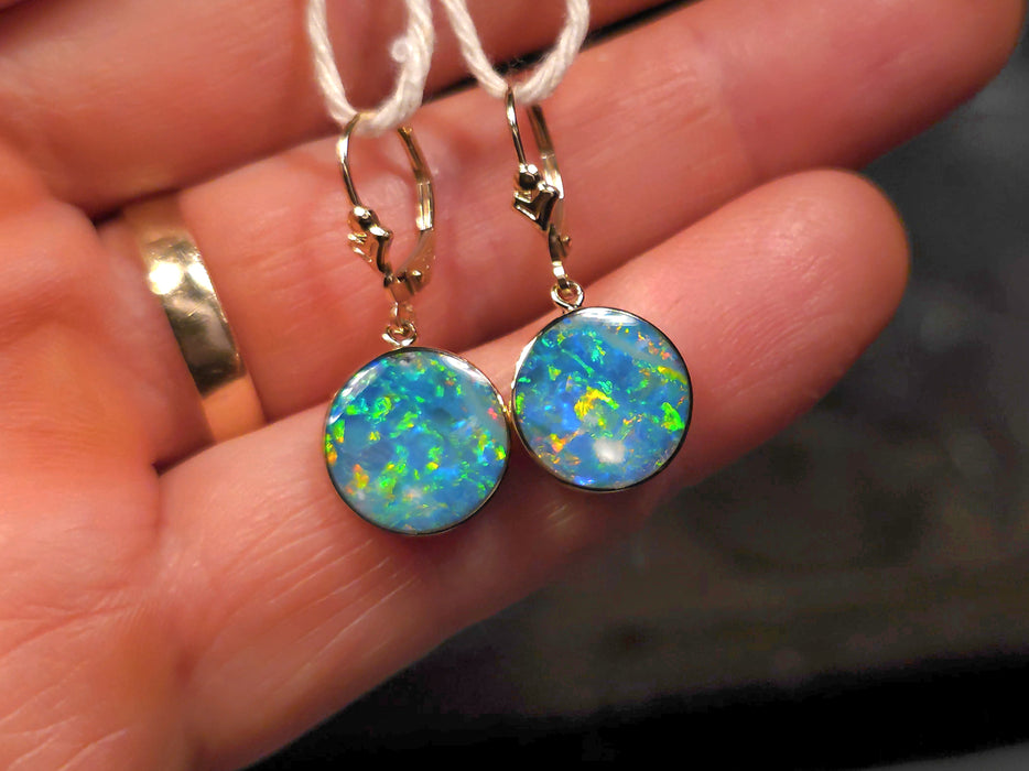 Sfere Dorate' Genuine Australian Solid Gold Drop Opal Earrings 13.4ct O75