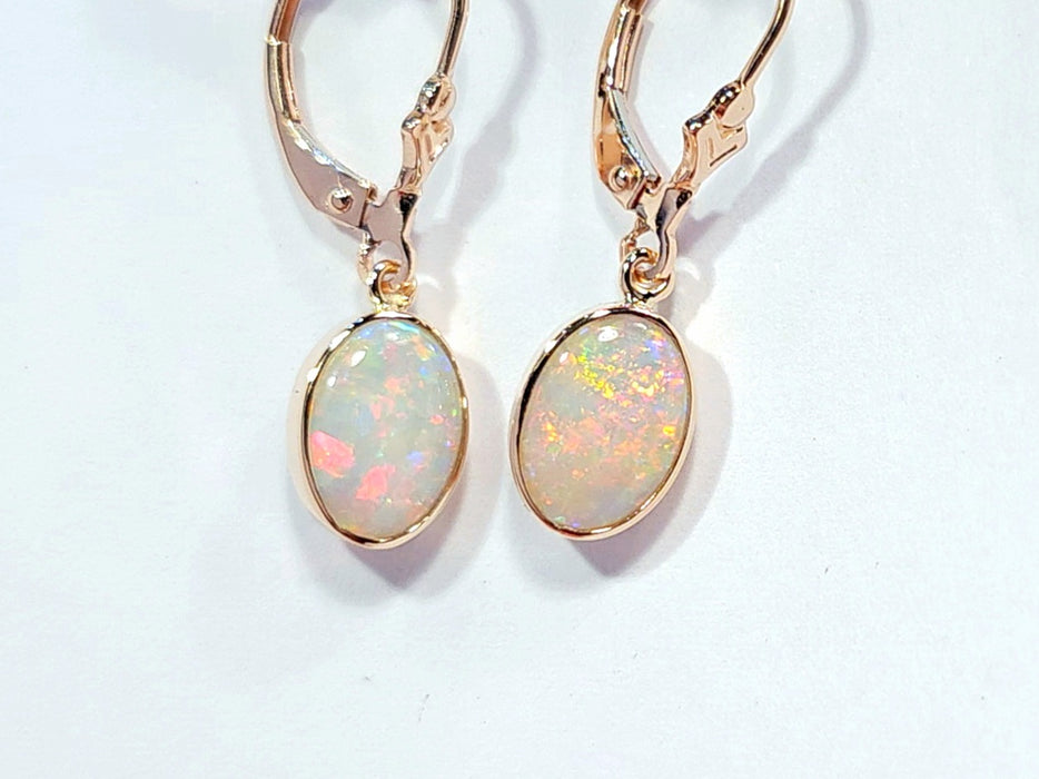 Alba Rosa' Natural Australian Solid Pink Gold Dangle Opal Earrings 1.6g Q81