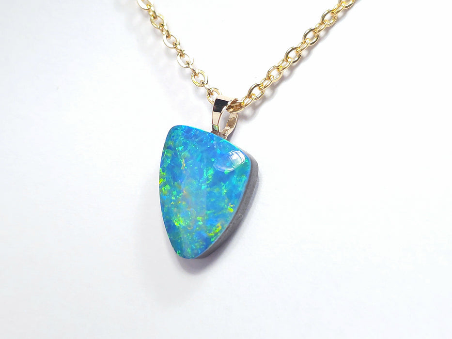 Oro Verde' Australian Opal Pendant 14k Gold Doublet Gift 3.8ct N51