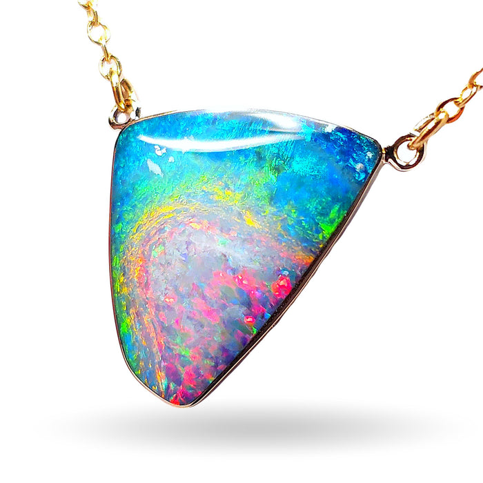 Rainbow Swirl' Large Genuine Australian Opal Pendant Necklace 7.8ct L83