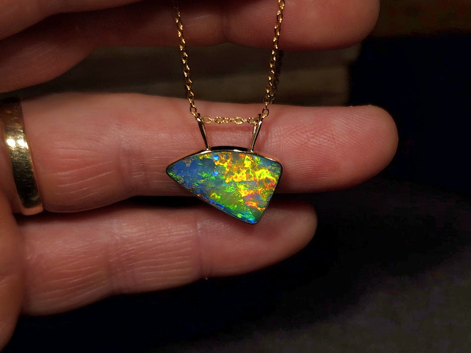 Fluvius' Large Genuine Australian Opal Pendant Gem Gift 1.8g R10
