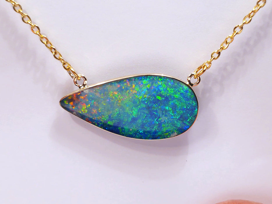 Reef Dream' Large Genuine Australian Opal 14k Pendant Necklace 10.5ct L77