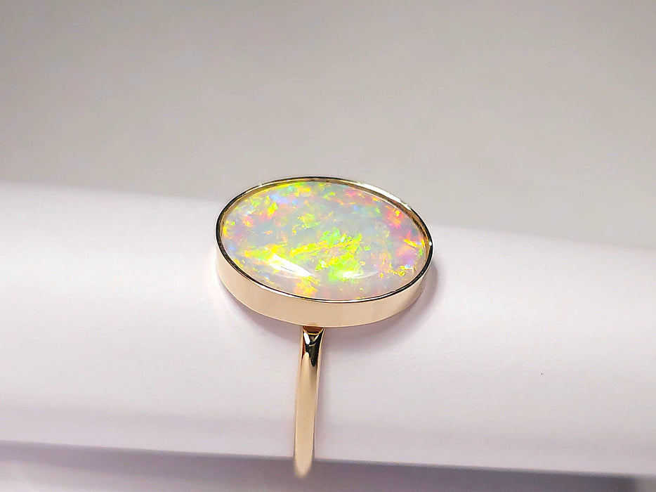 Cristal Deluz' Australian Solid Opal Ring 14k Gold 2.3g Free Re-Size 7 M39