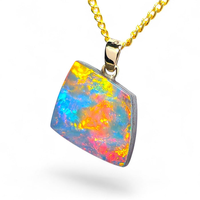 Flume' Rare Australian 14k Gold Opal Doublet Pendant Gift 5.3ct Q16