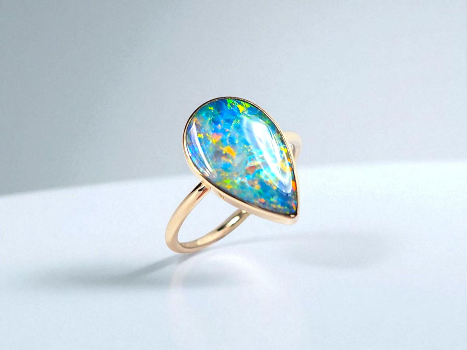 Aster' 14k Gold Australian Opal Ring 2.6g Free Re-Size O17