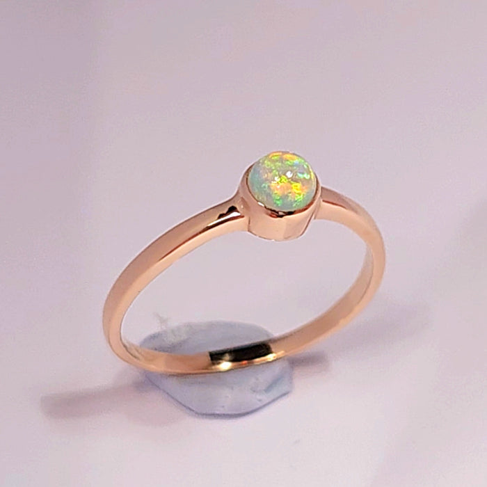 Rosa Ardiente' Australian Solid Opal Ring 14k Rose Gold 7ct Sz 6.5 K63