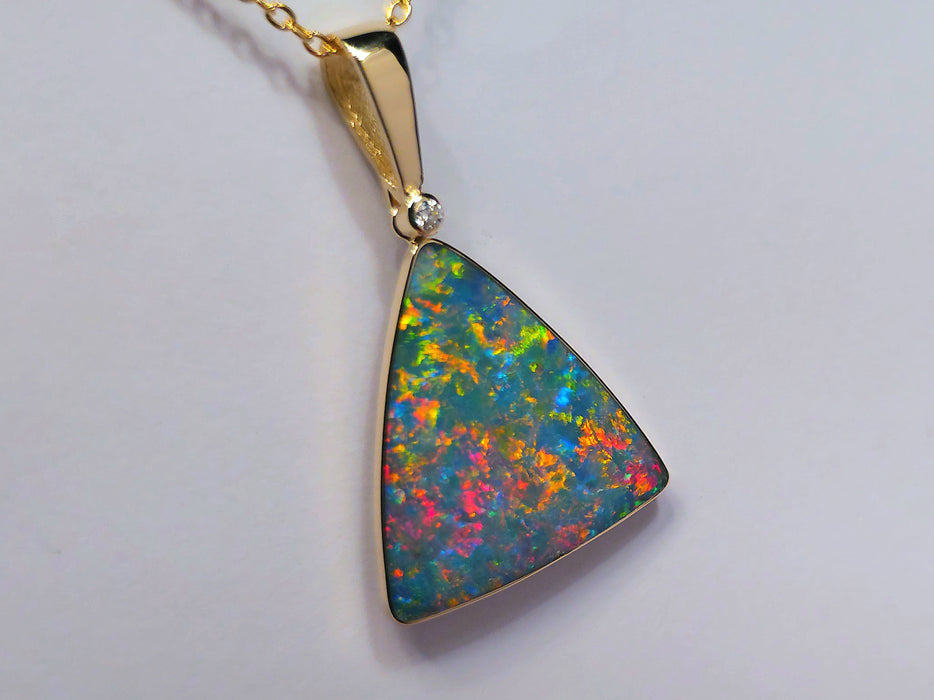 Tri Majesta' Large Genuine Australian Opal and Diamond Pendant 19.8ct M51