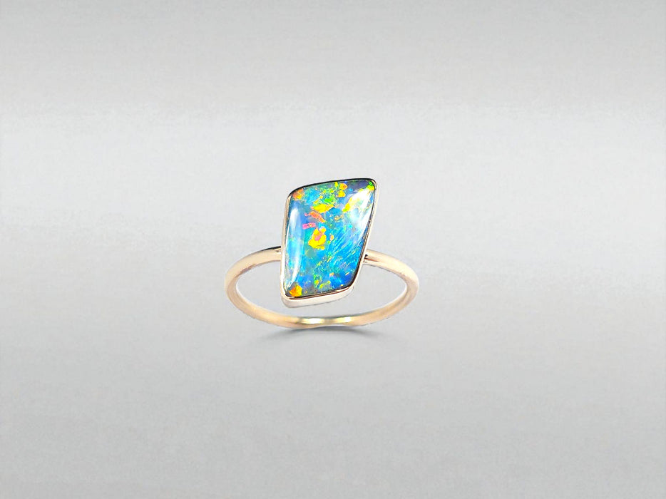 Estallido' 14k Gold Australian Opal Ring 2.1g Free Re-Size O26