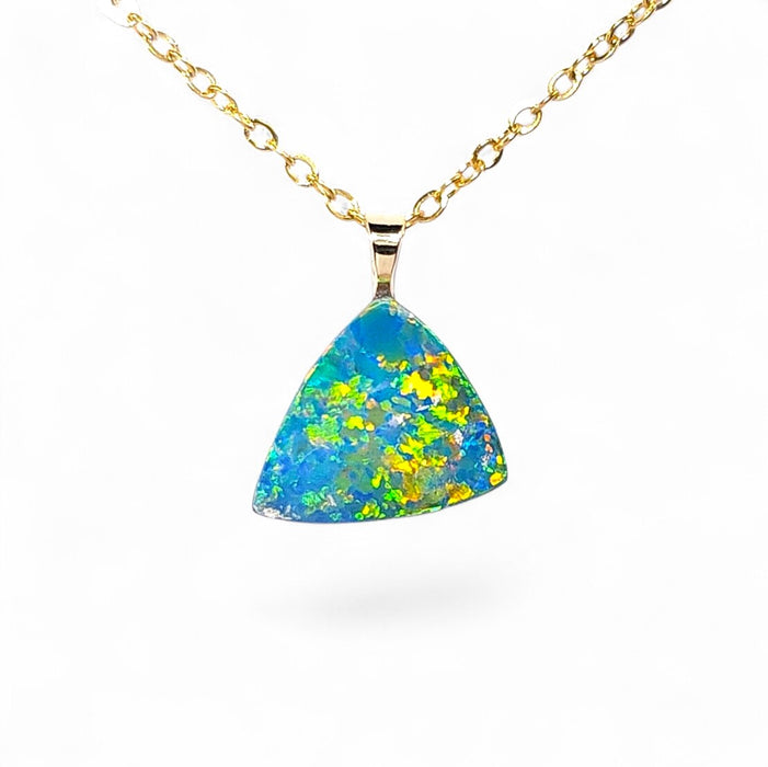 Intellego' Genuine Australian Opal Doublet Pendant 14k Gem Gift 0.4g Q95