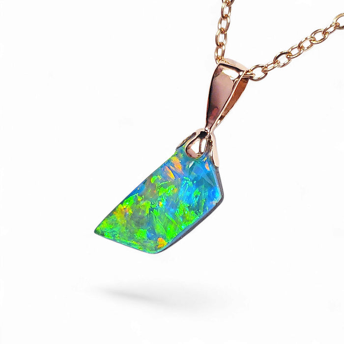 Benito' Genuine Australian Opal Pendant 14k Pink Gold Gift 4.1 ct O39