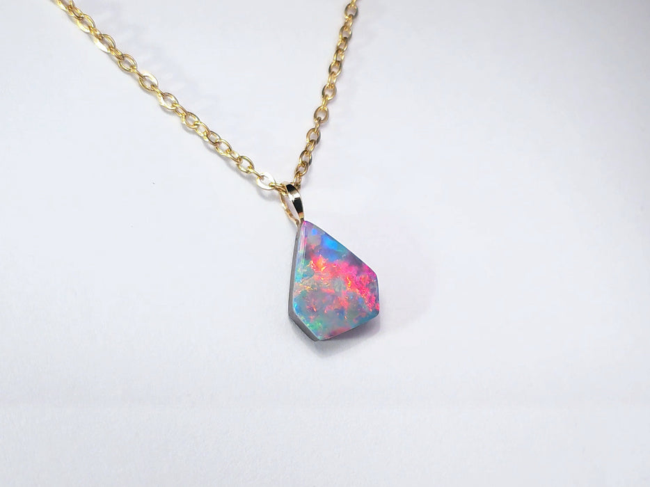 Magentazul' Rare Australian 14k Gold Opal Doublet Pendant Gift 3.1 carat P80