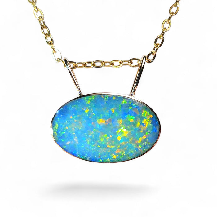Sparkler' Genuine Australian Opal Pendant 14k Gem Gift 1.54g Q02