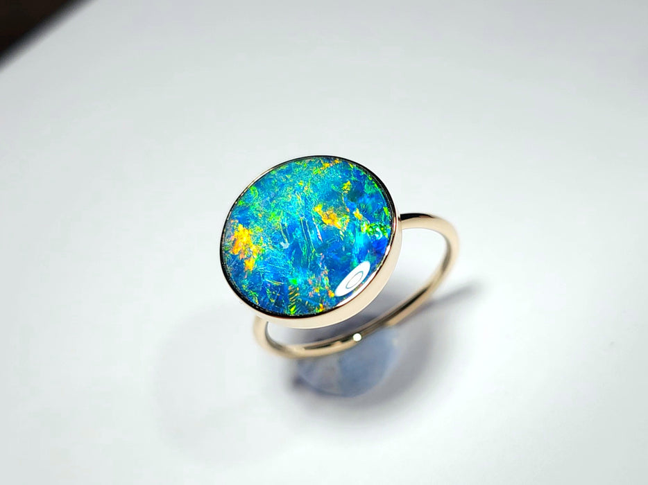 Earth' 14k Gold Australian Opal Ring 2.9g Free Sizing R04