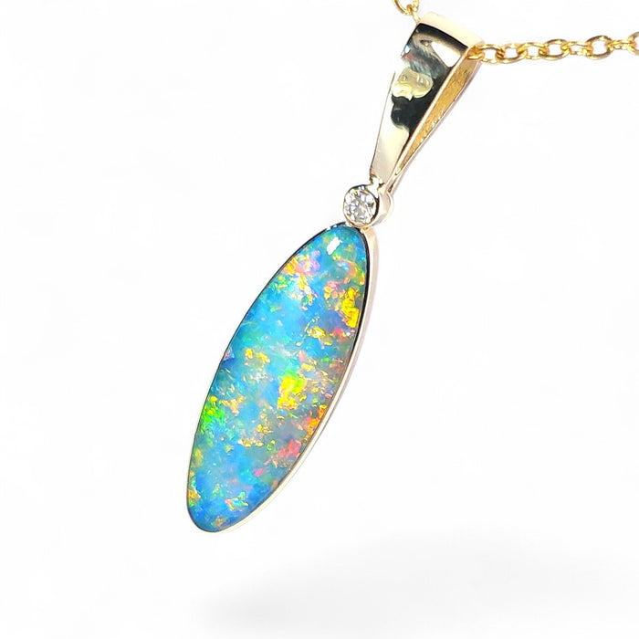 Shahi Sona' Rare Super Gem Opal & Diamond Pendant 14k Gold 2.3g P63
