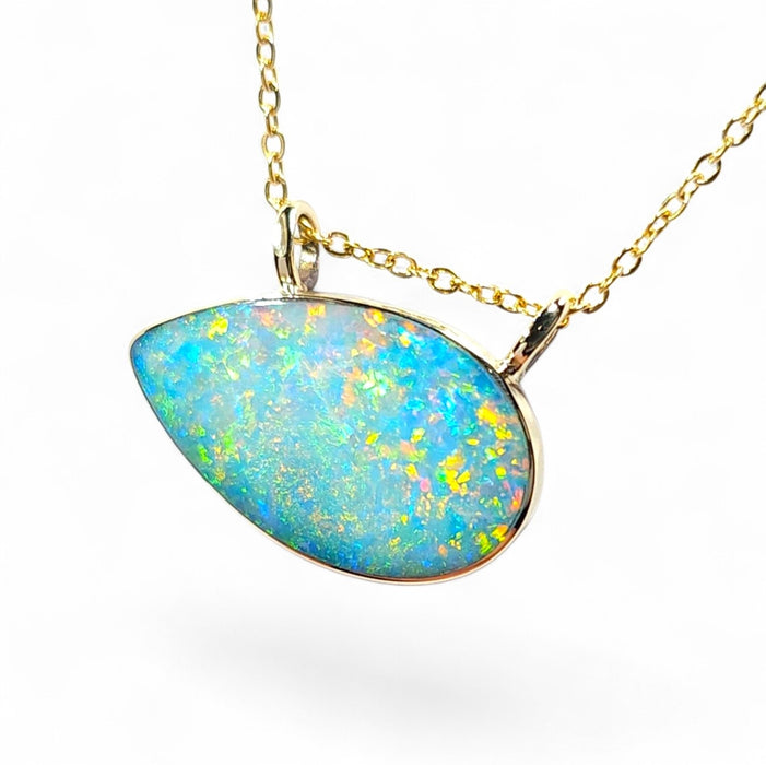 Ilkari' Genuine Australian Opal Pendant 14k Gem Gift 1.9g Q71