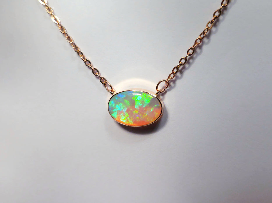 Rosa e Verde' Australian Solid Opal 14K Pink Gold Necklace 6.4ct M44