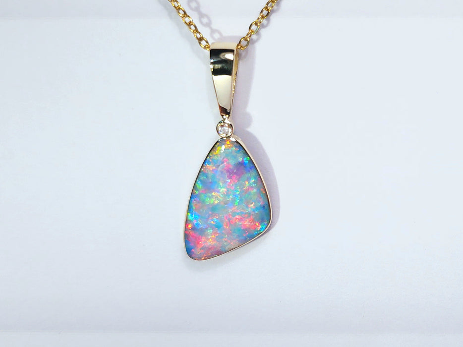 Diamagente' Rare Super Gem Opal & Diamond Pendant 14k Gold 2.8g P65