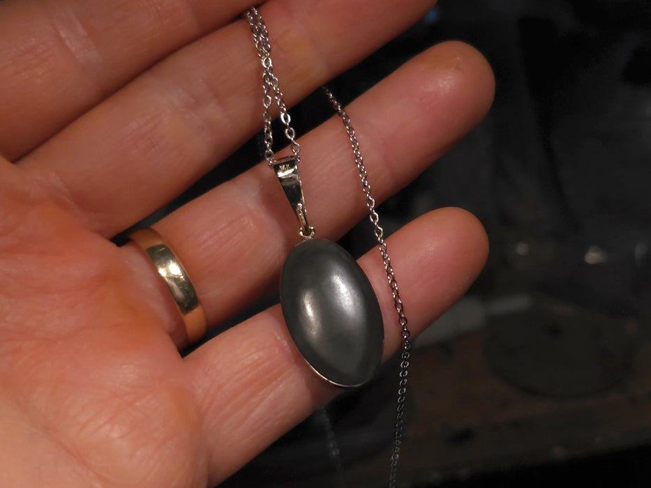 Verdi Gelidi' Rare Australian Opal & Diamond Pendant 14k White Gold 18ct O97