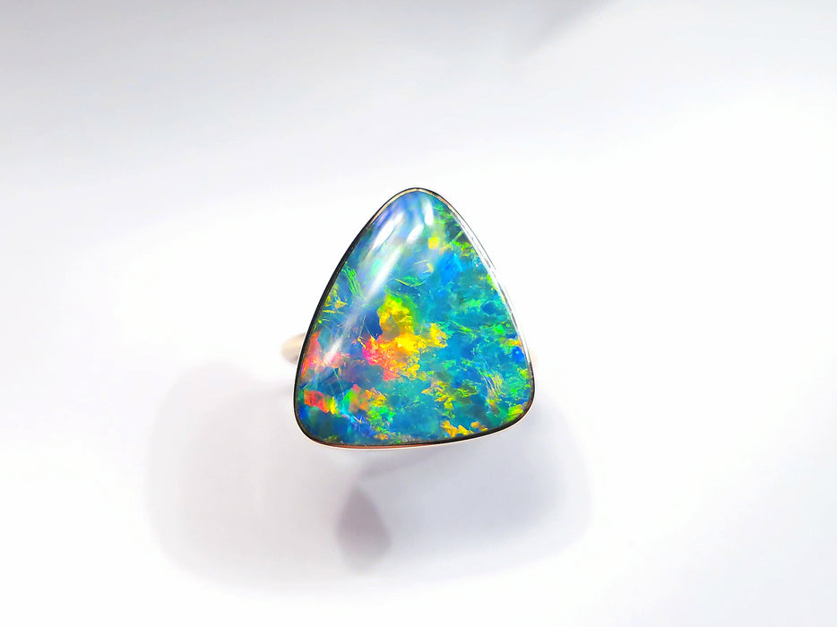 Iris Regales' Rare 14k Gold Australian Opal Ring 3.4g Free Re-Size P07