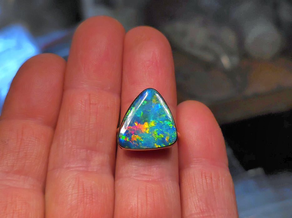 Iris Regales' Rare 14k Gold Australian Opal Ring 3.4g Free Re-Size P07