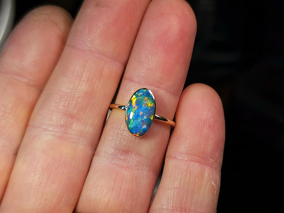 Floriane' 14k Gold Australian Opal Ring 2.2g Free Re-Size P33