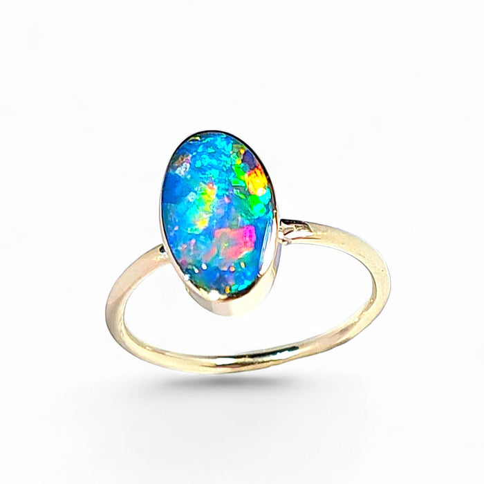 Floriane' 14k Gold Australian Opal Ring 2.2g Free Re-Size P33