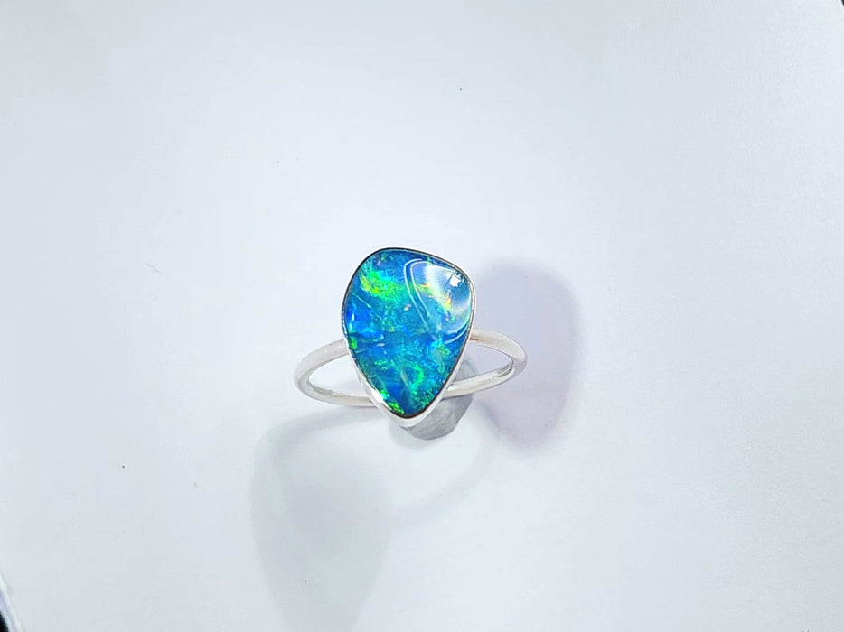 Plasma' Genuine Australian Opal Ring 925 Silver Free -Size 2.3g P44