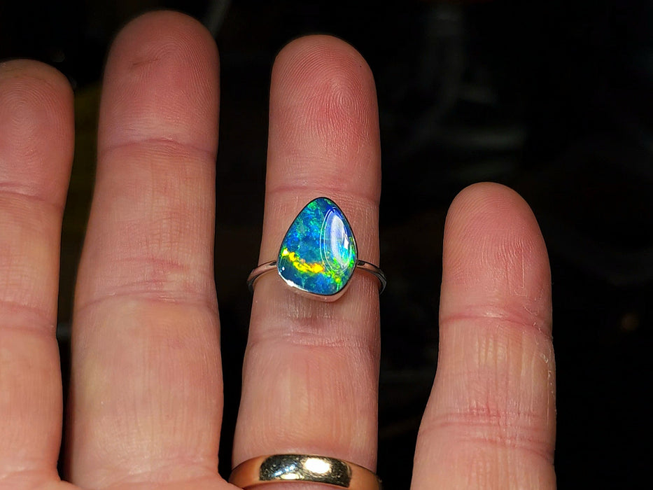 Plasma' Genuine Australian Opal Ring 925 Silver Free -Size 2.3g P44
