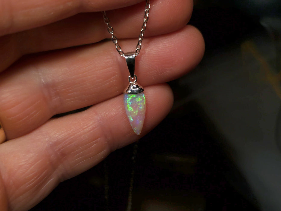 Kapi Wiru' Australian Solid Crystal Opal 925 Silver Pendant 3.3ct Gem Q14