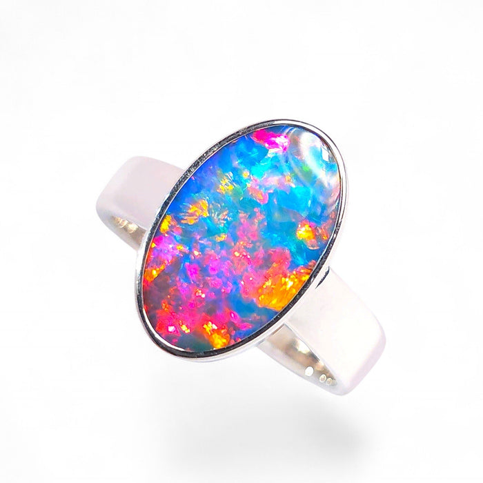 Elemento' Large Unisex Australian Opal Silver Ring 8.1g Free Re-Size Q28