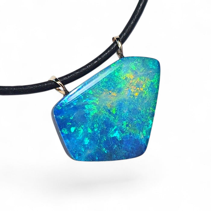 Deluge' Big Rare Australian 14k Gold Opal Doublet Pendant Gift 2.3g Q43
