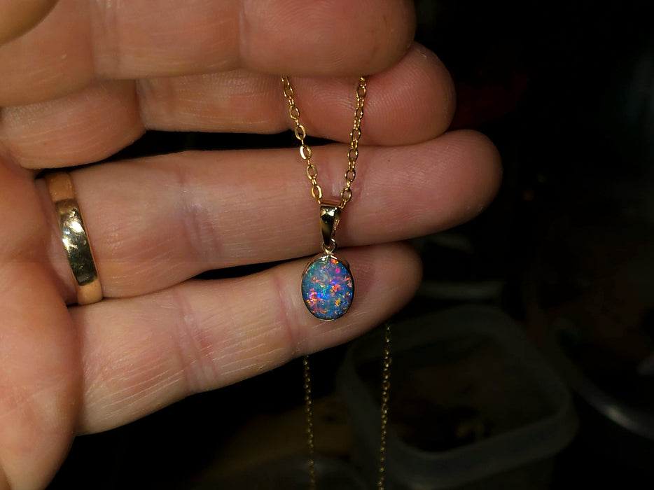 Classica' Genuine Australian Opal Pendant 14k Gem Gift 0.9g P69
