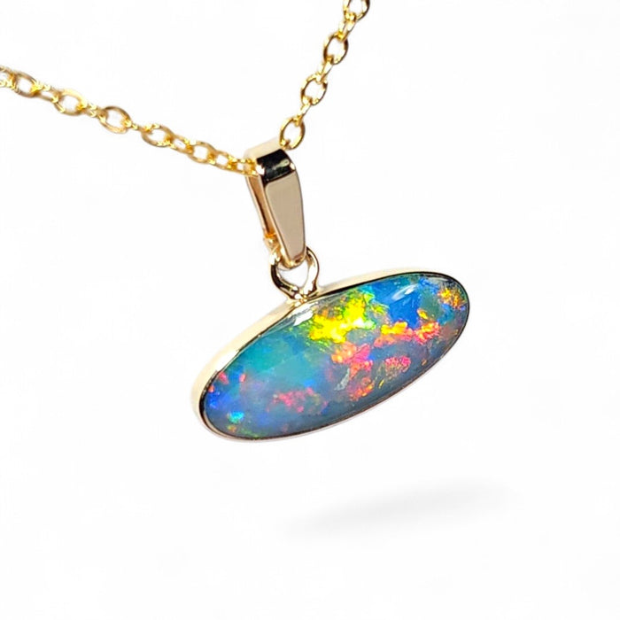 Prisma' Genuine Australian Opal Pendant 14k Gem Gift 0.8g R09