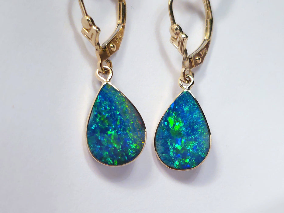 Dew Drops' Australian Opal Earrings Gold Gem Gift Jewelry 8.4ct M60