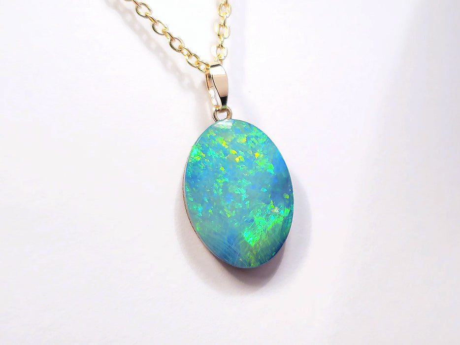 Viridescence' Rare Fiery Australian Opal Doublet Pendant 6.3 carats M13