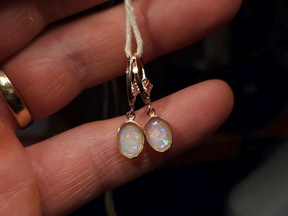 Alba Rosa' Natural Australian Solid Pink Gold Dangle Opal Earrings 1.6g Q81
