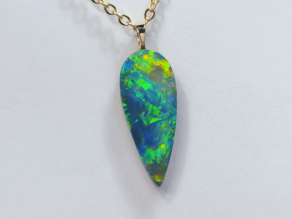 Realeza' Australian Doublet Gem Opal Necklace 5.7ct 14k Jewelry M68