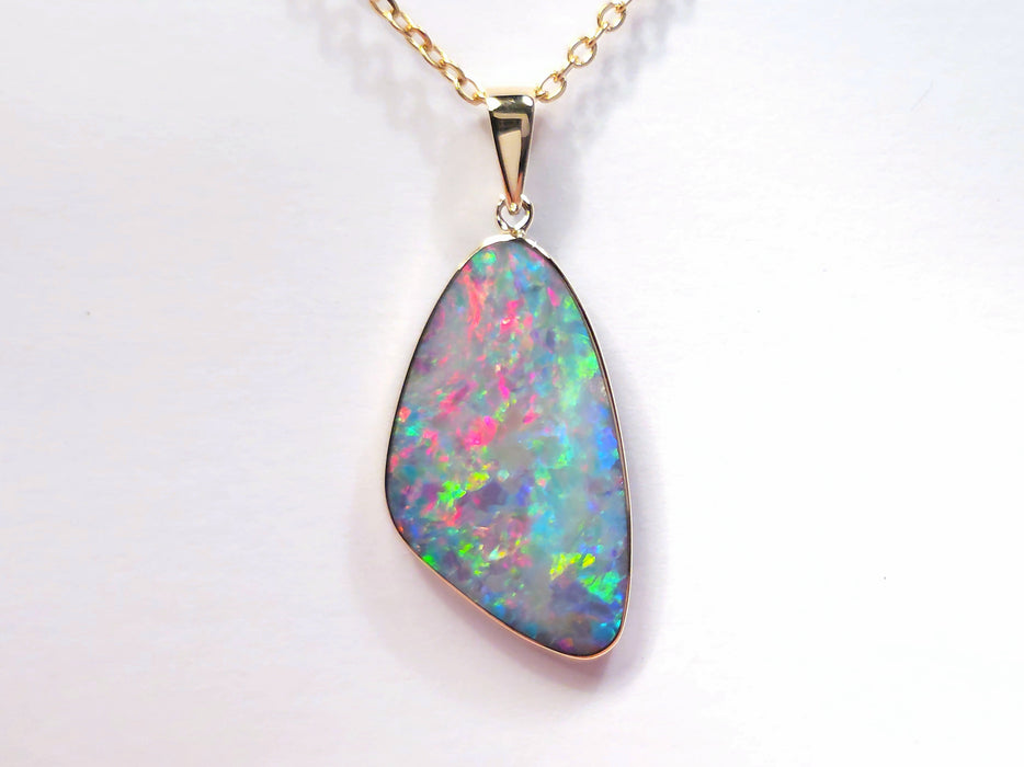 Eclats Pastels' Genuine Australian Opal Pendant 14k Gem Gift 11.5ct O92