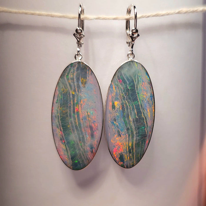 Moons River' HUGE Sterling Silver Genuine Australian Opal Earrings 47ct K32
