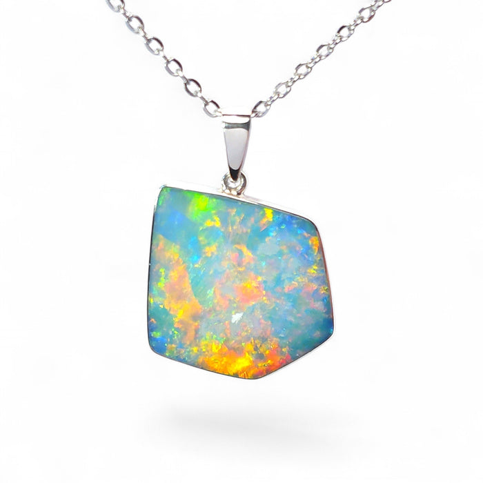 Amudei' Large Genuine Australian Opal Pendant Silver Gem Gift 3.2g P51