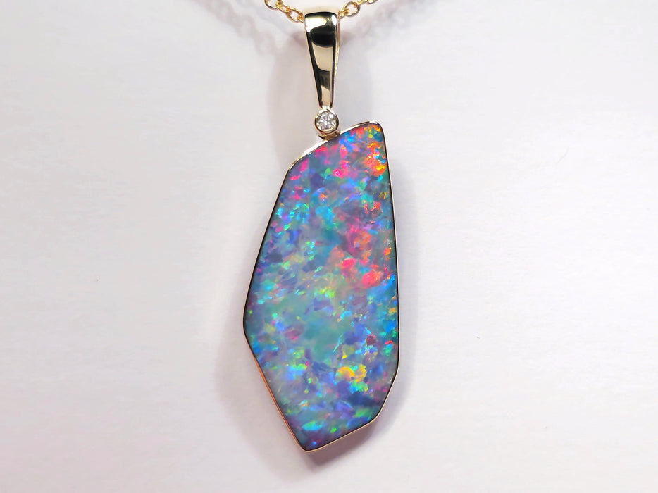 Rosetta' Australian Opal & Diamond Pendant Rare Gem Gift 22ct O95