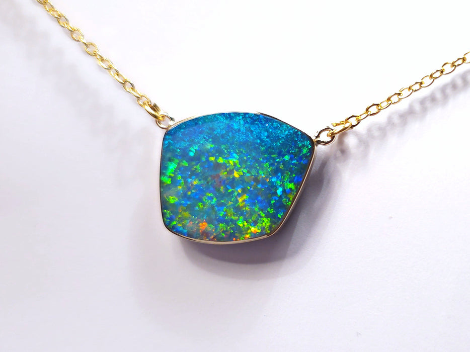 Estelle Colorate' Large Genuine Australian Opal Pendant Necklace 12.9ct L84