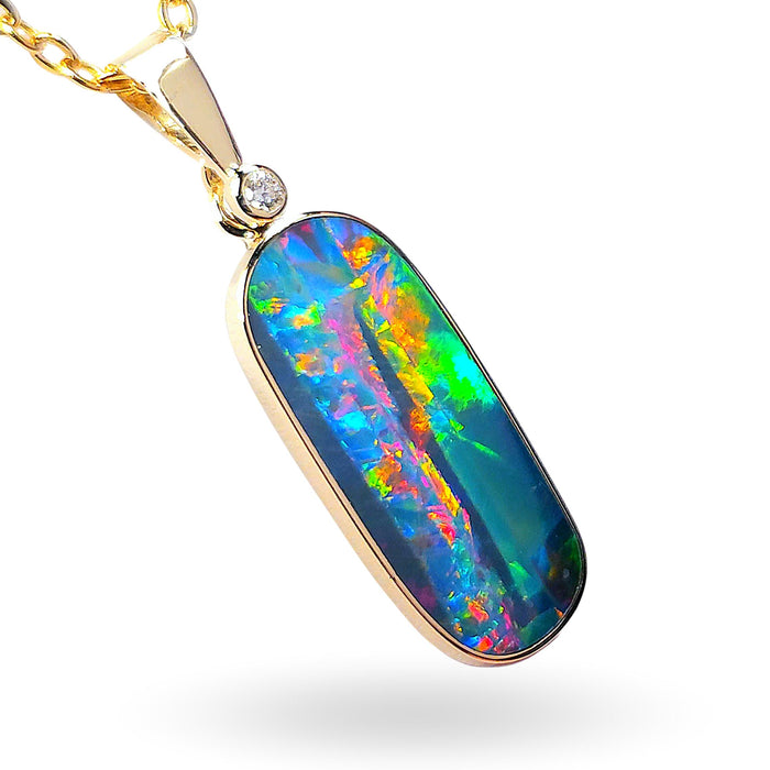 Nastro Del Re' Australian Opal & Diamond Pendant Super Gem Gift 6.7ct N02