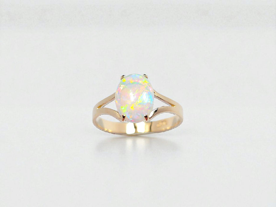 Scintillant' Australian Solid Opal Ring 14k Gold 1.6g US Sz 6.25 O70