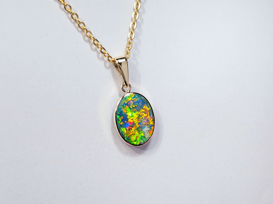 Iridesce' Rare Super Gem Australian Inlay Opal Pendant 5.3 ct O42