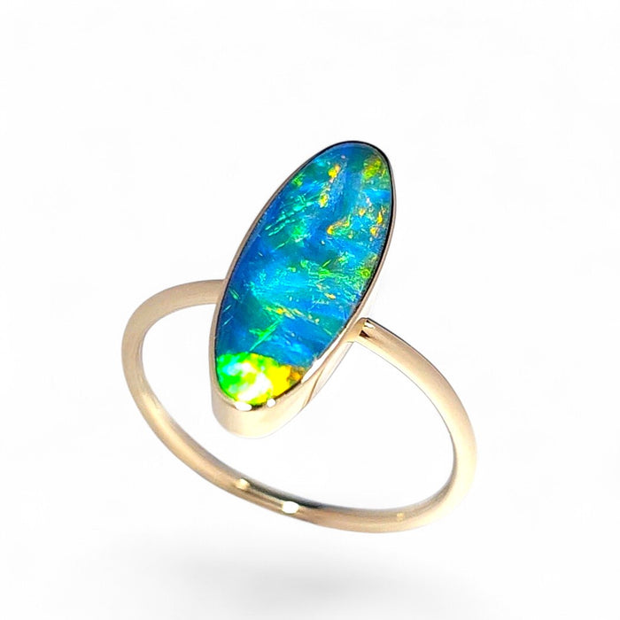 Ether' 14k Gold Australian Opal Ring 2.3g Free Sizing R02