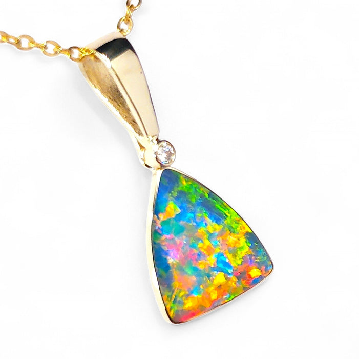 Chartres' Rare Super Gem Opal & Diamond Pendant 14k Gold 10.5ct P64