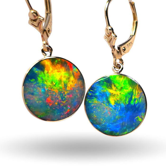 Jardin De Luz' Rare Bright Australian Opal Earrings Gold Jewelry 11.6ct M56