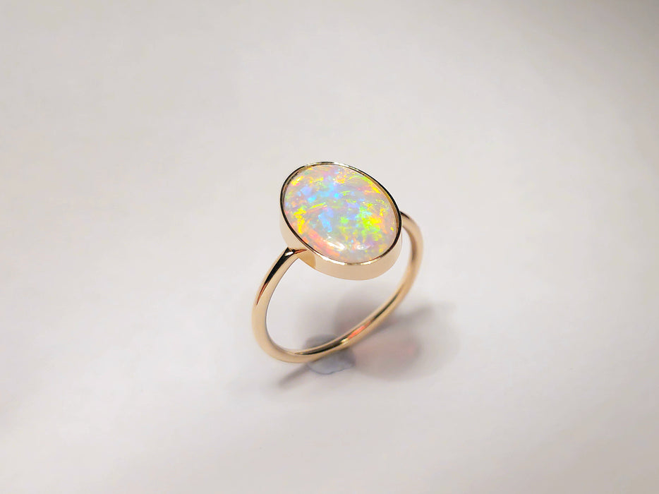 Cristal Deluz' Australian Solid Opal Ring 14k Gold 2.3g Free Re-Size 7 M39